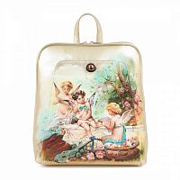 Серебристый женский рюкзак "Ангелочки" с рисунком, росписью, принтом - фото