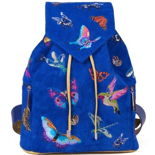 Замшевый женский рюкзак с вышивкой "Колибри и бабочки" фото фото 4