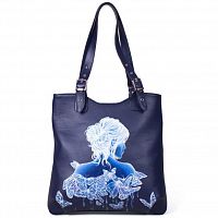Женская сумка на плечо "Девушка с бабочками" с рисунком, росписью, принтом - фото