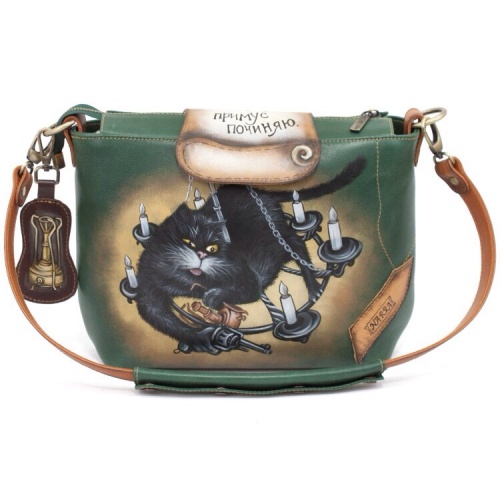 Женская сумка с рисунком "Кот Бегемот и револьвер" фото