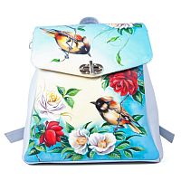 Красивый рюкзак для девушек "Птицы на ветке" с росписью, принтом - фото