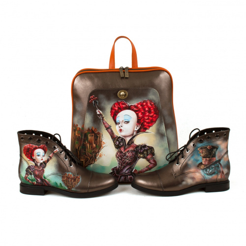 Женская сумка-рюкзак с росписью по коже "Королева карт" фото фото 4
