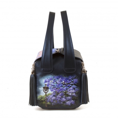 Квадратная сумка через плечо с росписью "Лиловый город" фото фото 2