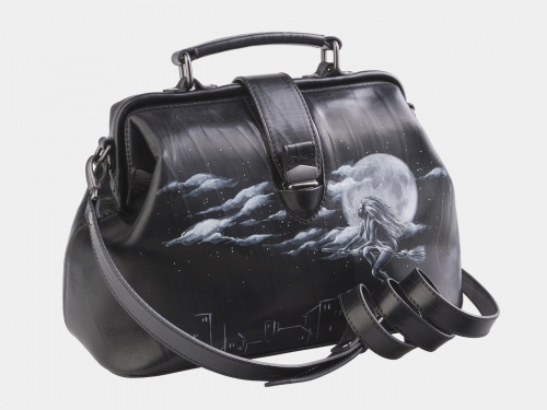 Женская сумка "Ведьма на метле" с рисунком, росписью, принтом - фото фото 3