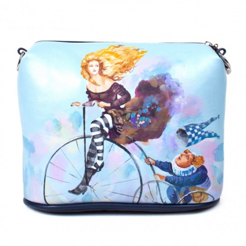 Купить Сумочка кроссбоди "Девушка на велосипеде" с рисунком, принтом, росписью фото фото 2