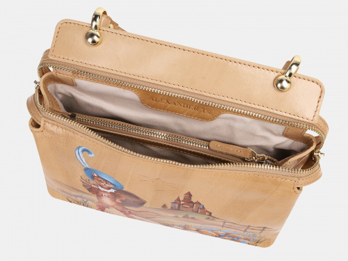 Женская кожаная сумка с росписью "Кот в сапогах" фото фото 2