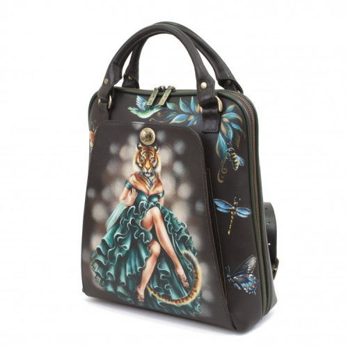 Женский рюкзак с двумя ручками с росписью "Леди Тигрица" фото фото 3
