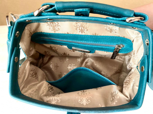 Женская сумка-саквояж с широким ремнем "Бирюзовая лисичка" фото фото 5