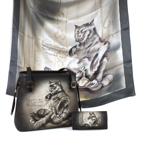 Большая сумка шоппер с рисунком "Кот Бегемот" фото шоппера фото 5