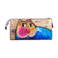 Женский кошелек ручной работы "Этно кот" с рисунком, росписью, принтом - фото