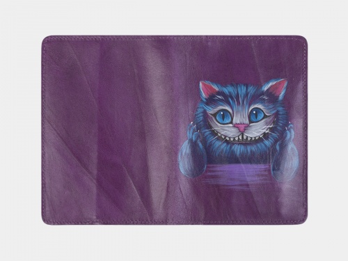 Фиолетовая обложка для паспорта "Чешир" фото фото 2