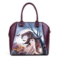 Женская большая сумка тоут с рисунком "Ведьмочка" с принтом, рисунком, росписью фото