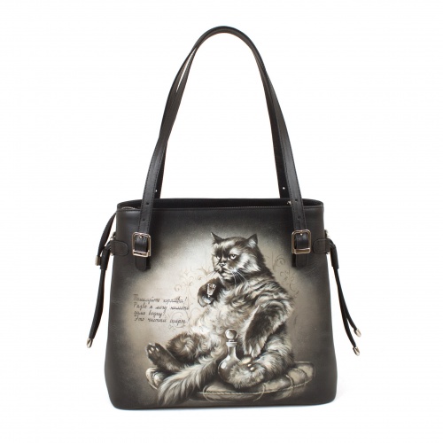 Большая сумка шоппер с рисунком "Кот Бегемот" фото шоппера фото 3