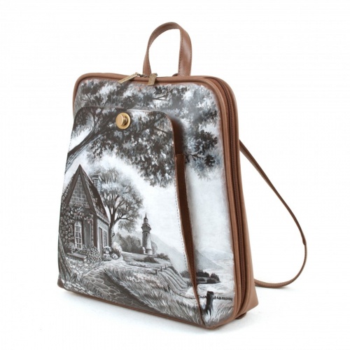 Рюкзак "Домик у маяка" с рисунком, росписью, принтом - фото фото 2