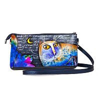 Женская сумочка клатч с росписью по коже "Этно кот" фото