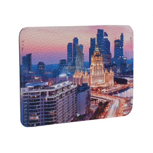 Кожаный конверт для дисконтных карт и купюр с принтом "Москва-Сити" фото фото 4