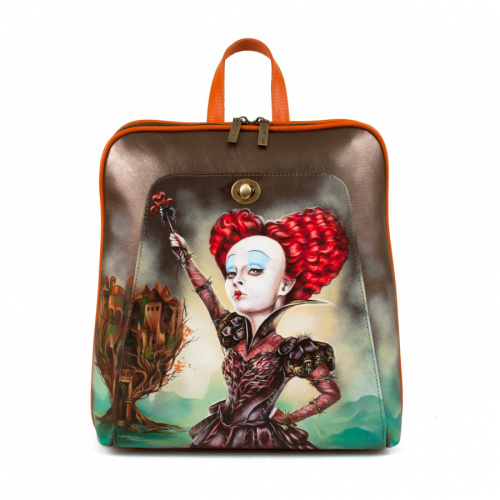 Женская сумка-рюкзак с росписью по коже "Королева карт" фото