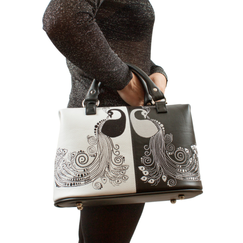 Кожаный комплект: сумка и кошелек с рисунком "Букет в вазе" фото фото 8