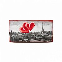 Женский кожаный тонкий кошелек "Под небом Парижа" с рисунком, росписью, принтом - фото