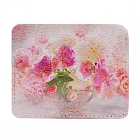 Кожаный кард-холдер для карт и купюр с принтом "Весенние цветы" фото