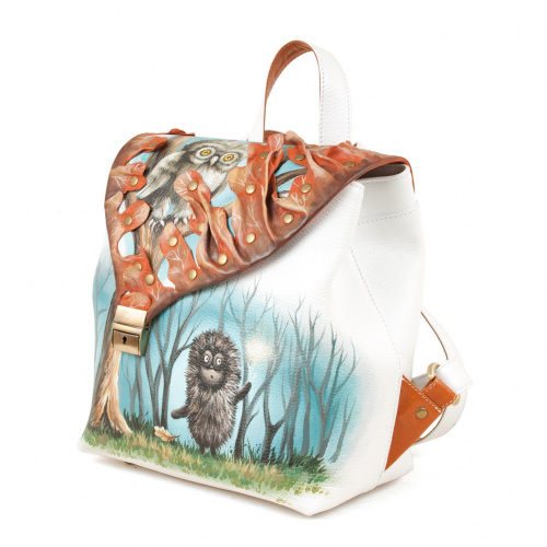 Женский рюкзак с аппликацией и росписью "Ежик в тумане" фото фото 4
