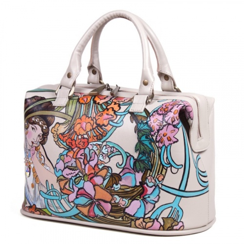 Женская сумка средних размеров "Альфонс Муха" с рисунком, росписью, принтом - фото фото 2