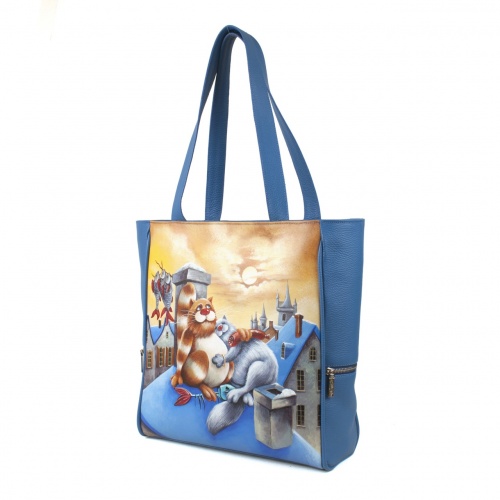 Женская сумка шоппер с росписью "Питерские коты" фото фото 2