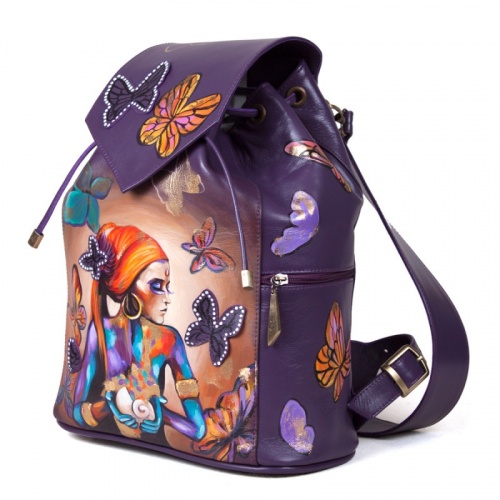 Рюкзак "Девушка с бирюзовыми ресницами" с рисунком, росписью, принтом - фото фото 2