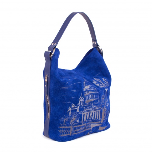 Замшевая сумка мешком с вышивкой "Исакиевский собор" фото фото 3