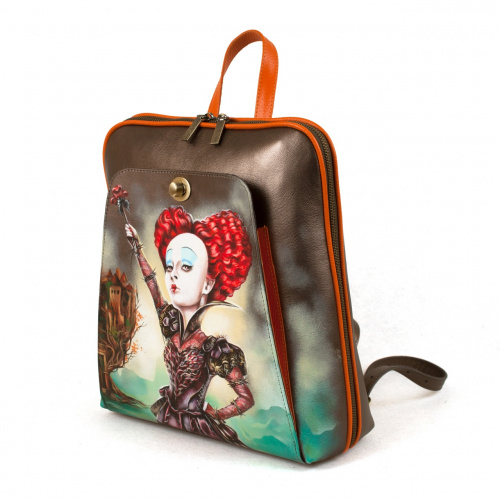 Женская сумка-рюкзак с росписью по коже "Королева карт" фото фото 2