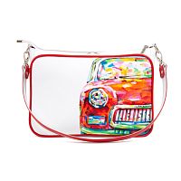 Женская белая сумка на плечо с рисунком ручной работы "Старое авто" фото