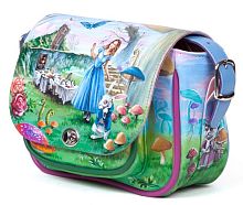 Женская сумка с широким ремнем и рисунком "Алиса в стране чудес" фото