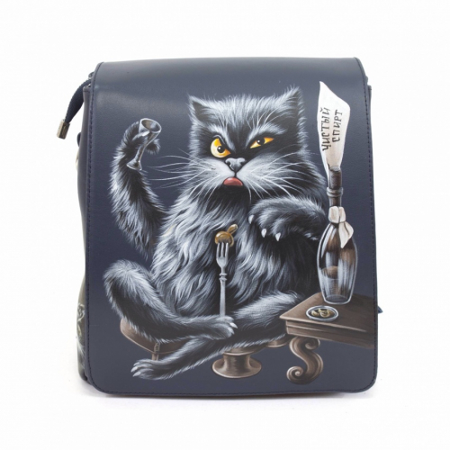 Женская сумка-рюкзак с рисунком ручной работы "Кот Бегемот" фото фото 11