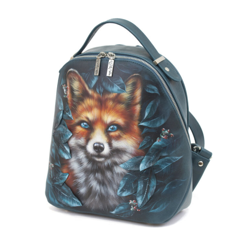 Красивый женский рюкзак с росписью "Бирюзовая лиса" фото фото 4