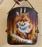Городской женский рюкзак с росписью "Лесная лиса" фото