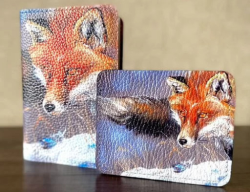 Кожаный холдер для карт ручной работы с фото-принтом «Лисичка» - кожаный женский конверт для карт, холдер ручной работы с рисунком |  Sumnizza фото 5