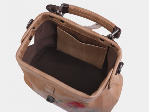 Женская кожаная сумка-саквояж "Летние маки" фото фото 3