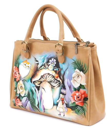 Женская сумка с росписью по коже "Алиса в стране чудес" фото