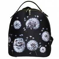 Кожаный рюкзак "Ёжики в одуванчиках" с рисунком, росписью, принтом - фото