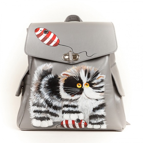 Рюкзак "Котёнок с мышкой" с рисунком, росписью, принтом - фото