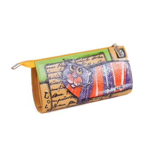 Красивый женский кошелек с рисунком ручной работы "Котик" - кожаный женский кошелек-портмоне ручной работы с рисунком |  Sumnizza фото 2