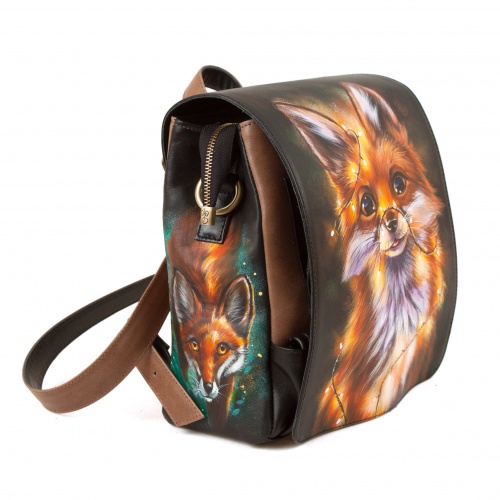 Женская сумка-рюкзак с принтом лисы "Лисёнок в гирляндах" фото фото 2