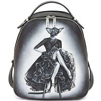 Кожаный рюкзак с рисунком кошечки "Дама Кошка" с росписью, принтом - фото