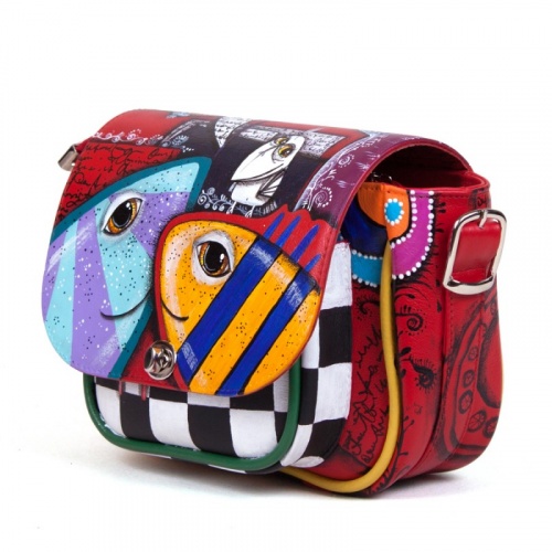 Женская сумка-портфель с росписью "Этно Рыбы" фото фото 2