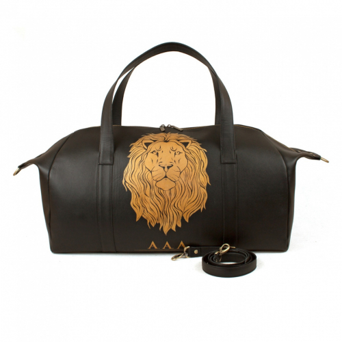 Мужская кожаная сумка ручной клади с росписью "Царь зверей" фото